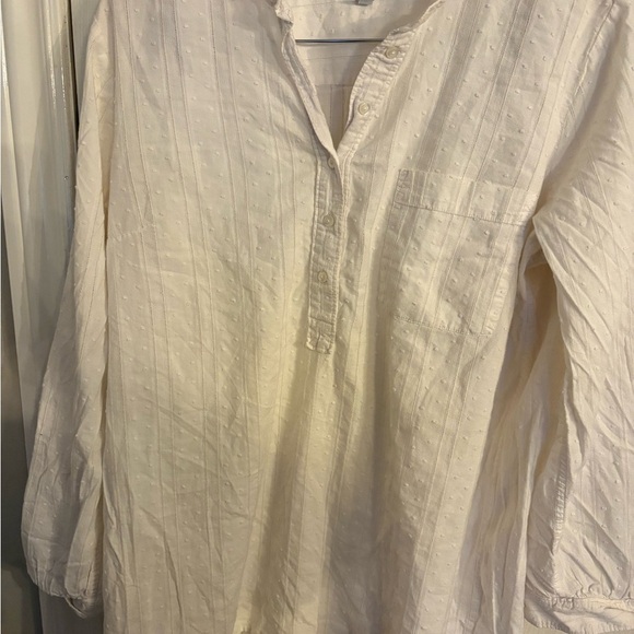 GAP Optic White Tab Henley Long sleeved Blouse Women’s XL - Picture 1 of 14